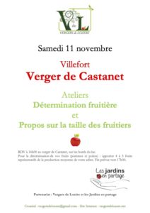 Lire la suite à propos de l’article Samedi 11 novembre au verger de Castanet : ateliers ‘Détermination fruitière’ et ‘Propos sur la taille des fruitiers’.