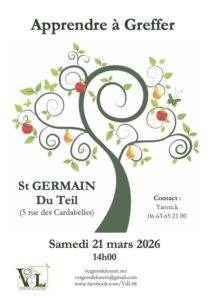Lire la suite à propos de l’article Apprentissage de la greffe à St Germain du Teil, le 21 mars 2026